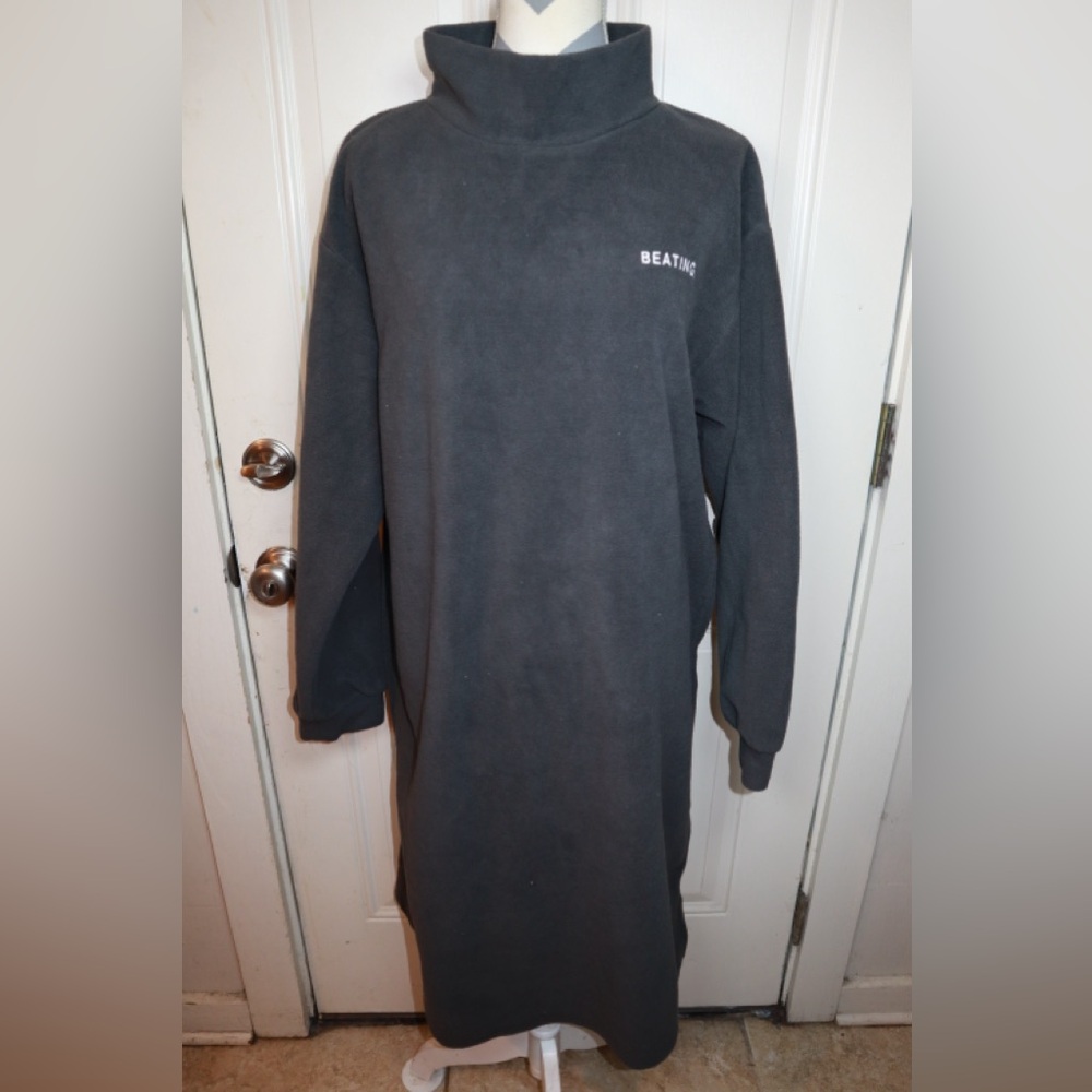 DAZY Letter Embroidery High Neck Fleece Sweatshirt Dress  SIZE XL